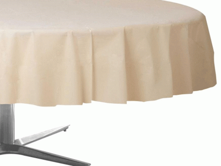 Vanilla Cream Round Plastic Tablecover 84in Hot on Sale