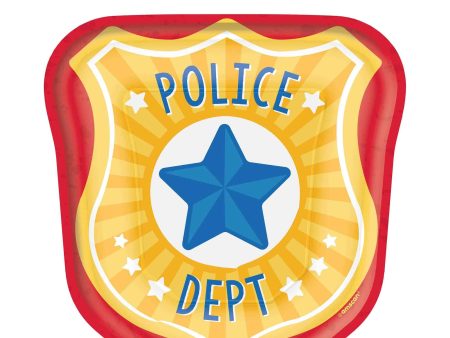 First Responders Police Badge Shaped Paper Plates 7in, 8pcs Online Sale