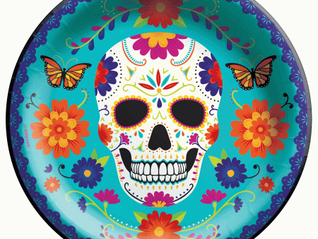 Dia De Los Muertos Round Paper Plates 10in, 20ct Sale