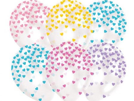 Heart Confetti Pastel Latex Balloons 11in, 6pcs Online