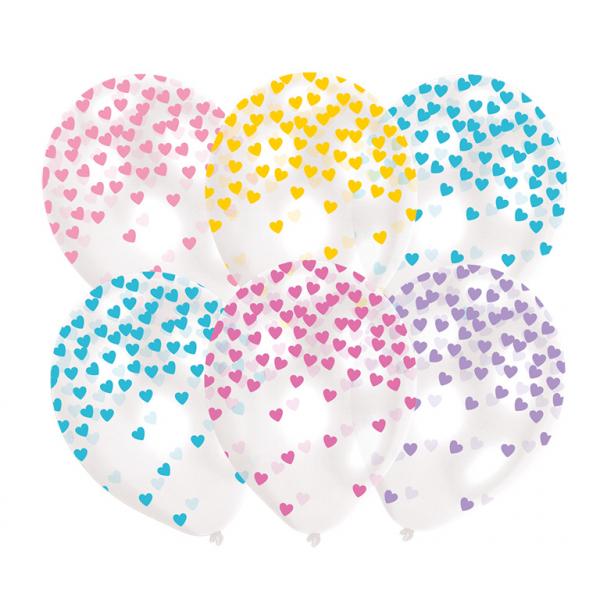 Heart Confetti Pastel Latex Balloons 11in, 6pcs Online