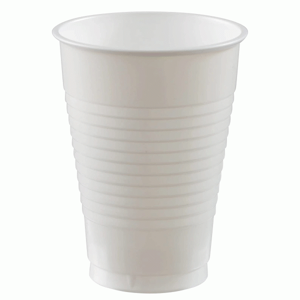 Frosty White Plastic Cups 12oz, 20pcs Fashion