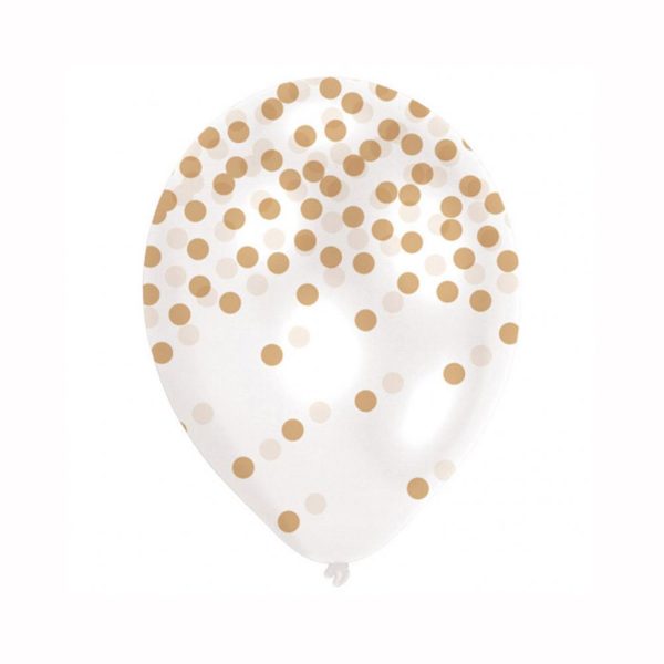 Gold Confetti Printed Latex Balloons 11in, 6pcs Hot on Sale